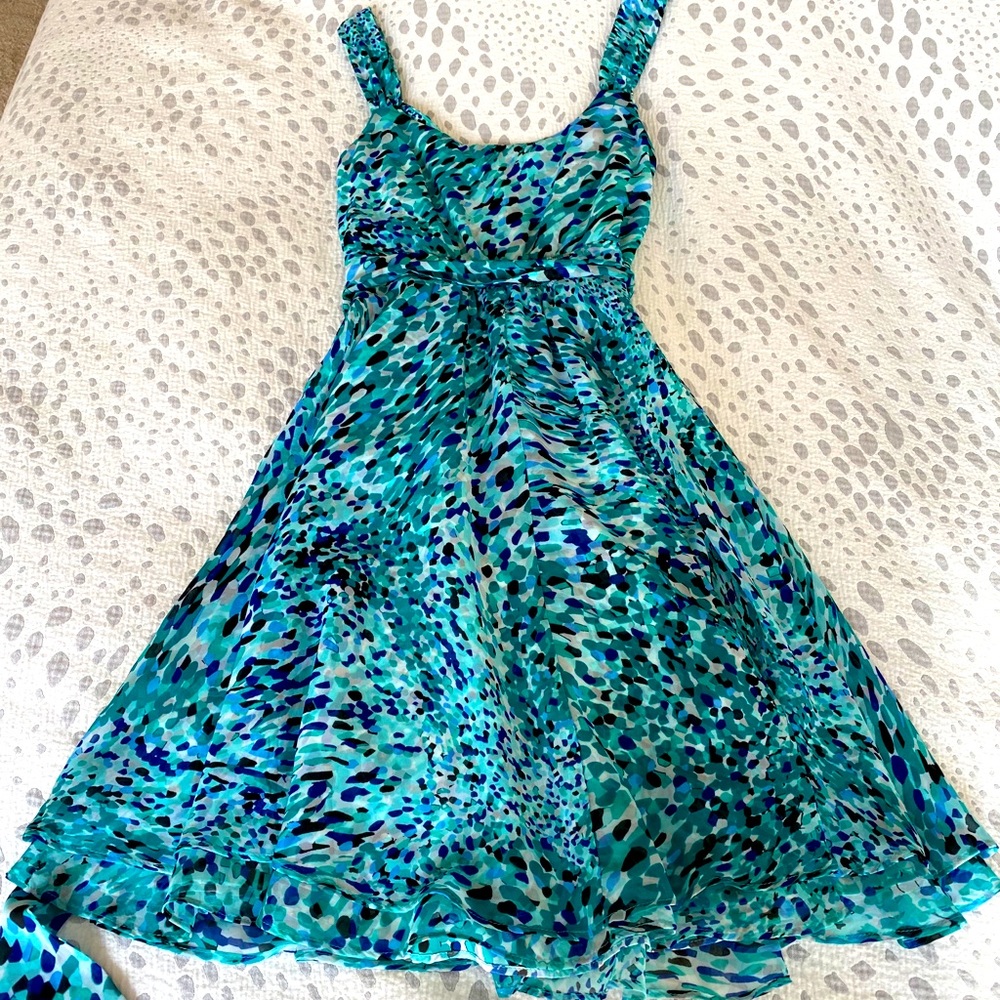 Blue Teal Printed Sleeveless Women’s Dress - Picture 5 of 7